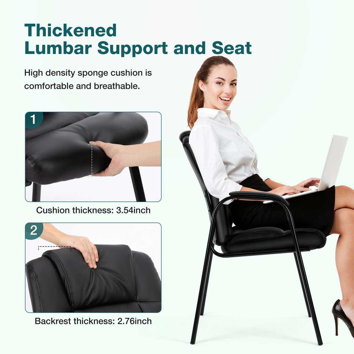 23.62" W Stackable Conference Waiting Room Reception Chair with Metal Frame (Set of 2)